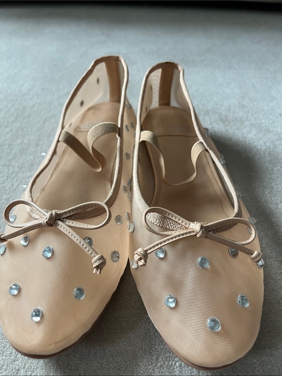 Jeffrey Campbell Shoes - Jeffrey Campbell Nude Embellished Ballet Flats with Bow